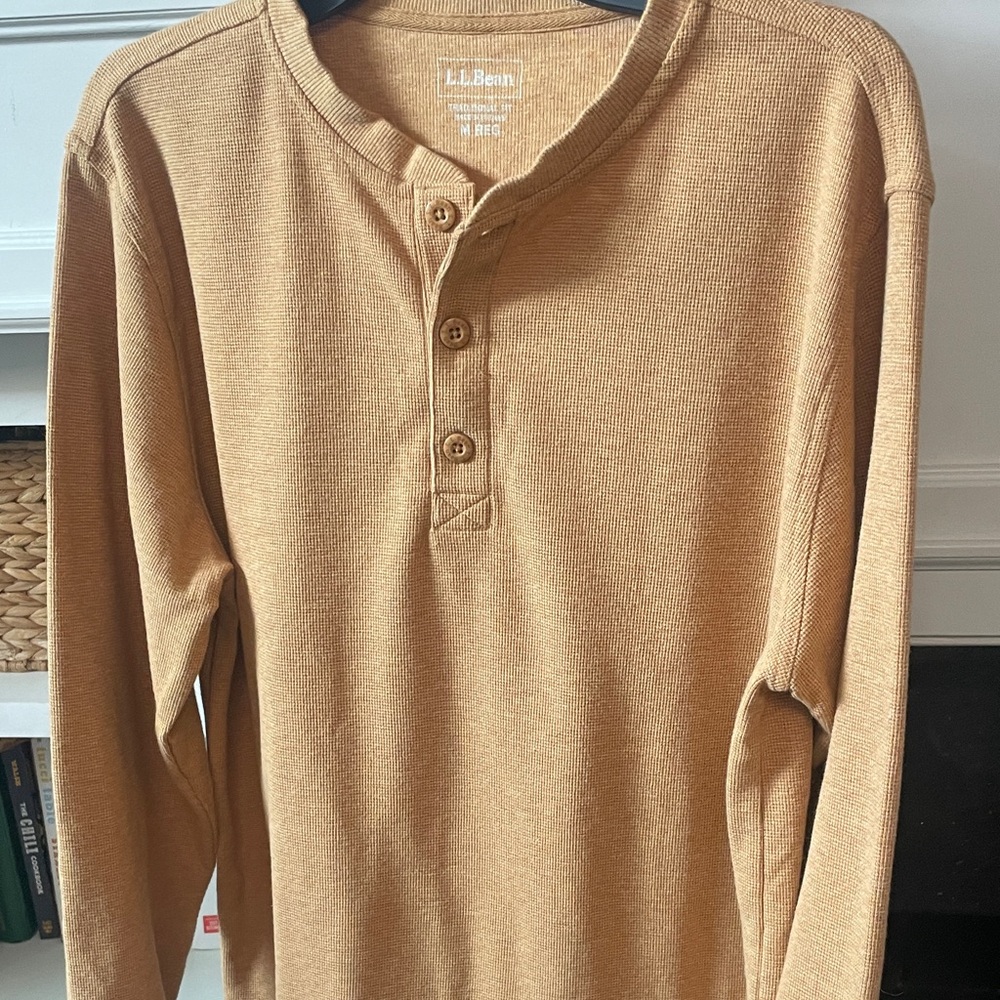 L.L. Bean Camel Long-Sleeve Henley. Layer this or wear it in its own.